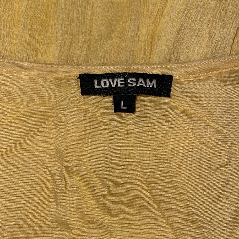 Love Sam Sayo Yellow Chiffon Mini Dress SZ L EUC - Picture 7 of 9